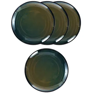 Kadum Keramikteller Geschirrset Teller-Set Tafelservice Speiseteller Pastateller Frühstücksteller Bowl Mediterran Blau-Grün-Gold(4x Speiseteller Ø 26 cm)