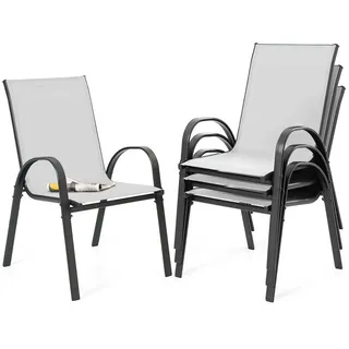 avestar Gartenstuhl 4er Set 4 x 59 x 59 x 88 cm grau/schwarz
