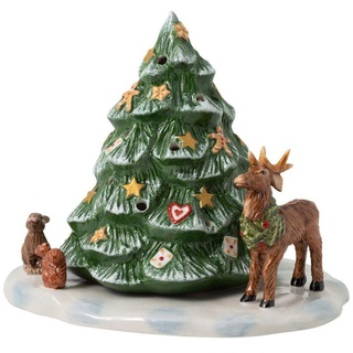 Villeroy und Boch - Christmas Toy's Memory "Weihnachtsaum mit Waldtieren", dekorative Figur aus Hartporzellan, für Teelichter geeignet, bunt, 23 x 17 x 17 cm