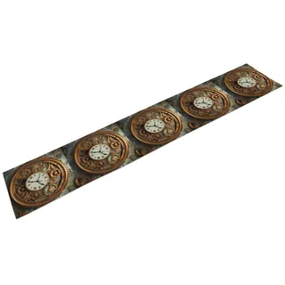 Rustikaler Boho-Tischläufer, Bauernhaus, rustikal, Steampunk-Uhr, Tischläufer, 183 cm lang, Leinen, Tischläufer für Küche, Esszimmer, Dekoration, Hochzeit, Party, Geburtstag, Frühling, Sommer