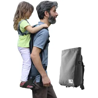 HOMB - Rucksack mit Rückentrage - Leichteste Soft-Kraxe - Kindertrage Rücken bis 25 kg - Kindertrage Wandern ab 2 Jahren - Tragerucksack - Grau-Meliert