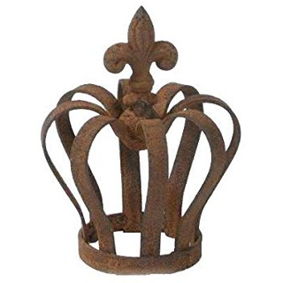 Kleine Dekokrone/Metallkrone/Gartenkrone mit Bodenplatte - Rostoptik - Ø 9cm - Rost Figur Deko/Edelrost Dekoration - Windlicht & Gartendeko - Kleiner Übertopf/Kerzenhalter