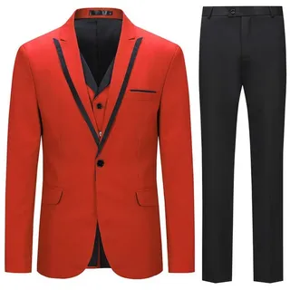 Allthemen Anzug (3 tlg) Slim Fit Elegante Anzüge mit Spitzen Revers rot 50