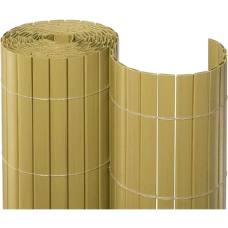 NOOR Sichtschutzmatte PVC 1,2 x 10m Bambus I Wasserdichter Sichtschutz aus Kunststoff für Gärten I UV-beständige Zaunmatte für Tennisplätze und Balkone