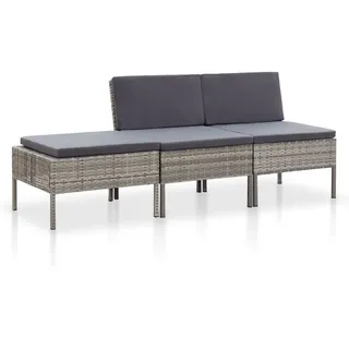 vidaXL Garten-Lounge-Set mit Auflagen 3-tlg. grau