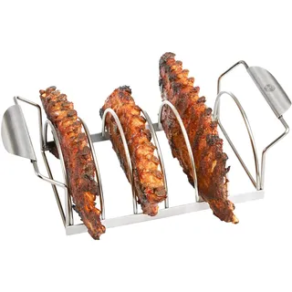 Spare Rib Halter - für 6 Portionen - Für Grill &amp;amp; Backofen - Edelstahl, spülm...