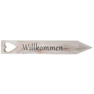 Levandeo® Dekoobjekt, Gartenstecker Willkommen H47cm Holz Schild Garten Gartendeko Herz