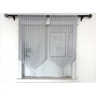 Daliena Panneaux Scheibengardine Kurz Bistrogardine mit Stickerei Kurzstores Gardinen Spitze Küchengardine Modern Fenstergardinen mit Tunnelzug (BxH 60x100cm) Grau 1 stück