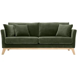 miliboo Skandinavisches Sofa Stoff 3-Sitzer Khaki