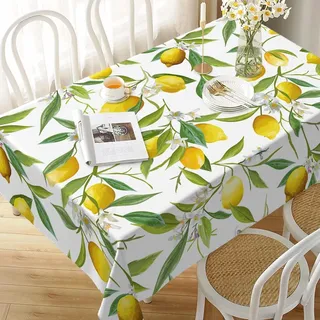 Tischdecke Outdoor Zitrone Tischdecken Abwaschbar 3D Obst Tischdecke Wetterfest Wasserdicht für Party Biertisch, 140x180 cm P/Q4062