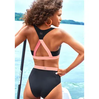 Bustier-Bikini-Top LASCANA ACTIVE "Janni" Gr. 40, Cup A/B, schwarz Damen Bikini-Oberteile Bekleidung mit kontrastfarbenen Details