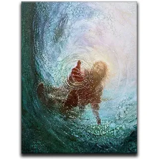 Wandkunst auf Leinwand, Vintage-Stil, Jesus, Wasser-Poster, christliches Geschenk, Motiv: Hand Gottes, Gemälde mit religiösen Bildern für Wand, Heimdekoration