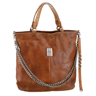 Shopper A.S.98 Gr. B/H/T: 42 cm x 40 cm x 12 cm, braun (cognac) Damen Taschen Handtaschen mit modischen Kettendetails