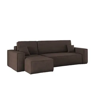 Kaiser Möbel Ecksofa mit schlaffunktion und bettkasten, Eckcouch BEST Dicker Cord Braun Links - Braun