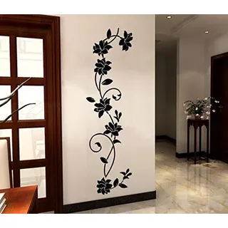 COVPAW® Wandtattoo Wandaufkleber XXL Blumen Ranke Rose Wandsticker Wandbild Bilder Wohnzimmer Schlafzimmer Deco