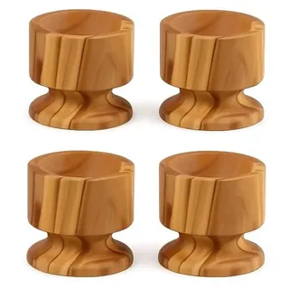Neustanlo | Eierbecher aus Olivenholz | Eierhalter für Frühstücksei | natürliche Holzmaserung | Ø 5,5 cm x H 5 cm | dekorativer Holz Eierstän...