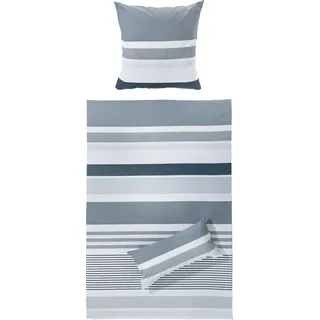 REDBEST Renforcé Gestreift Grau 135 x 200 cm + 40 x 80 cm