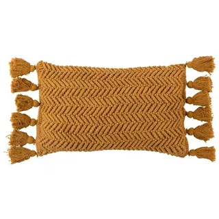 DAHEIM Kissen Quasten 30 x 60 cm Baumwolle Orange Ocker