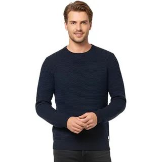 JACK & JONES JJEATLAS Herren Strick-Pullover im strukturiertem Design Knit Crew Neck Baumwoll-Sweater 12212816 Navy - S