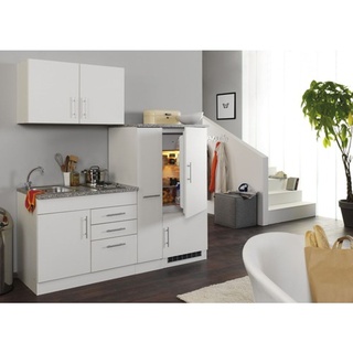 Held Möbel Singleküche mit Geräten Toronto 190 cm Frontfarbe weiß Matt Korpusfarbe weiß