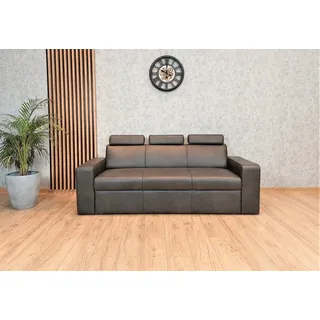 3er Echtleder Schlafsofa Couch mit Bettfunktion und Kopfstützen Echt Leder Sofa