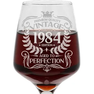Always Looking Good Weinglas zum 41. Geburtstag, Vintage-Design von 1984, Aged to Perfection, graviert, großes Weinglas, Geschenk für 41-Jährige, geätztes 400-ml-Weinglas