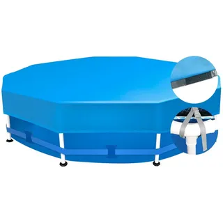 Sekey Pool-Abdeckplane Poolabdeckung Rund Reißfestes Abdeckplane für Runde Stahlrahmenbecken, Wind- & Staubdicht, Reißfest, 244 cm, 305 cm, 366 cm, 457 cm blau 457
