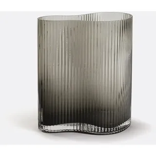 La Redoute Interieurs Vase Anija, Rauchglas Mit Rillen, H. 21 Cm Hellgrau