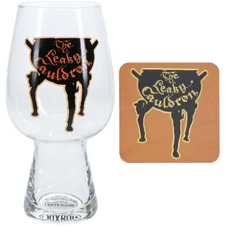 Harry Potter Leaky Cauldron Glas & Untersetzer-Set - Offiziell lizenziertes Harry Potter Geschenk für Fans, 550 ml (18 fl oz)