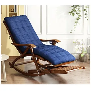 Holz Schaukelstuhl,Gartenstuhl,Sonnenliege,ergonomische Outdoor Strand Extra Breite Terrasse Relaxsessel,Gartenliege Klappbar, Extra Groß Zero Gravity Stühle,Rückenlehne 90 ° -170 ° frei einstellbar