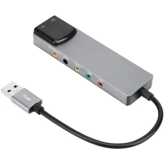 Externe 7.1 USB Soundkarte, Digitaler SPDIF Sound 48 kHz Hohe Auflösung, 3,5mm Klinkenstecker Kopfhöreranschluss, Line Eingänge, Stereo Mikrofoneingang, Analogausgang