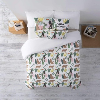 RIPSHOP KT KILOtela Bettbezug aus Baumwolle - Bett 135/140 x 190/200 cm - Illustrator Polar Valencia| Leopard