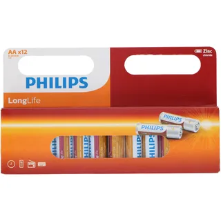 Philips AABatterien - R6L12W - 12er-Pack - Zinkchlorid-Technologie - 3 Jahre Hal
