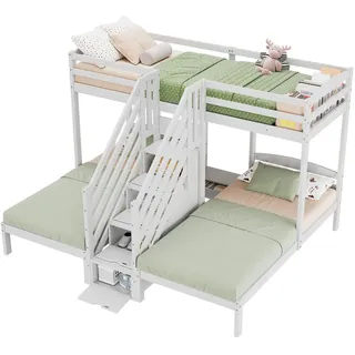 Flieks Hochbett, Weiß, Holz, 90x200 cm, Kinder- & Jugendzimmer, Kindermöbel, Kinderbetten, Etagenbetten