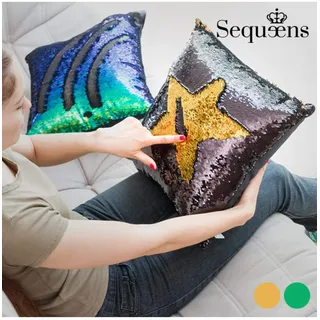 InnovaGoods Mamzelle O Sequeens Meerjungfrauenkissen mit magischem Paillettenbezug, Polyester, Gold, 40 x 17 x 40 cm