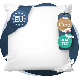 CALMONT 3-Kammer Daunenkissen 80x80 I flauschig & Allergiker geeignet I Langlebig & Atmungsaktives Bettkissen I Federkopfkissen I Federkissen 80 x 80 cm Kopfkissen Daunen