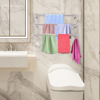 Handtuchhalter Ausziehbar 43-78CM Edelstahl Ohne Bohren Handtuchstange Wand Wandregal Geeignet für Badezimmer küche badetuchhalter (Silber 3-Schicht)