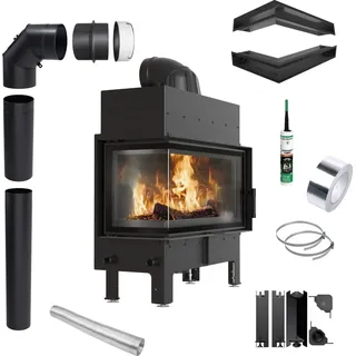 Kratki FLOKI Eckkamin 12kW Stahl Schwarz