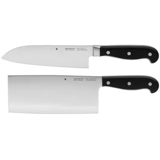 WMF Messer-Set Spitzenklasse Plus Messer Set für die asiatische Küche, 2-teilig (2-tlg., 1x Chinesisches Kochmesser, 1x Santokumesser), Performance Cut schwarz|silberfarben