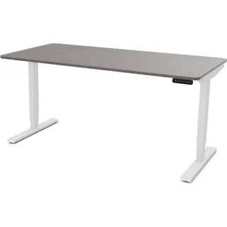assmann büromöbel ASSMANN Elektrisch höhenverstellbarer Schreibtisch Y-Line Curved Sichtbeton Anthrazit Weiß, 180x80cm, Memoryfunktion, 2-fach-Motorik - Grau/Weiß