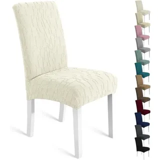 Famanu Stretch-Stuhlhussen 2 Stück - Moderne elastische Stuhlhussen - Universelle Esszimmer-Stuhlhussen - Waschbare Stuhlhussen - Beige