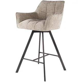 Barhocker Spinras 2er-Set, Webstoff mit Armlehne, modern drehbar, sandfarben, gepolstert