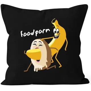 MoonWorks Dekokissen Kissen-Bezug Foodporn Banana Donut Ugly Funshirt Kissen-Hülle Deko-Kissen Baumwolle MoonWorks® schwarz