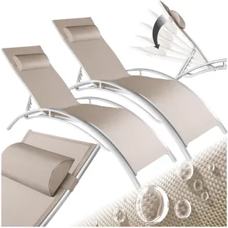 Tectake Sonnenliege 180 x 59 x 82 cm Beige