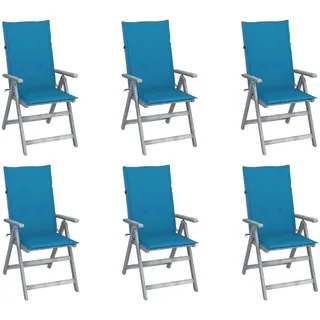 vidaXL Hochlehner Gartenstuhl 6 St. 6 x 6 x 108 cm blau