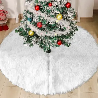 Randaco Weihnachtsbaumdecke Baumdecke Christbaumdecke Ø 78 Cm Weiß Weihnachtsbaumdecke, Flauschiger Stoff