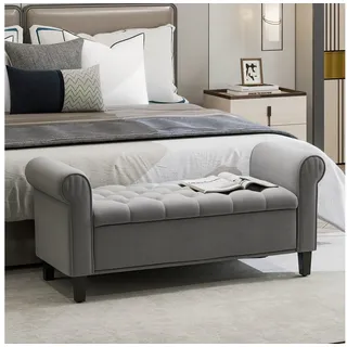 Homcom Polsterbank Samt Grau 126 x 48,5 x 57 cm