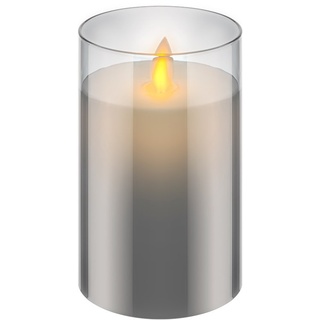Goobay LED-Echtwachs-Kerze im Glas, 7,5 x 12,5 cm - wunderschöne und sichere Lichtlösung für viele Bereiche wie Haus und Loggia, Büros oder Schulen