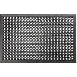 ANRO Ringgummimatte 60x90 cm – Gummimatte Outdoor mit Drainage, 14 mm Naturgummi, rutschfeste Fußmatte und Schmutzfangmatte für Eingang, Terrasse und Garten, wetterfest, schwarz