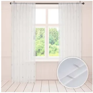 Asphald Gardine Scherli Muster Vorhang Store Pflegeleicht 1:2,5 1er Faltenband 90mm (1 St), Faltenband, St.Br 650cm f.Breite 260cm weiß 650 cm x 235 cm